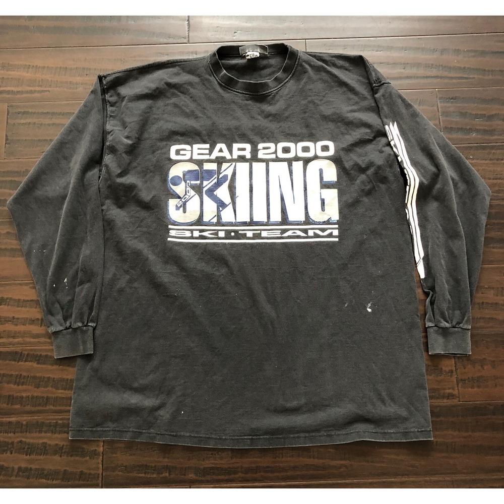 Vintage Gear 2000 Skiing Ski Team T- Shirt Size XXL Long Sleeve USA Cotton READ